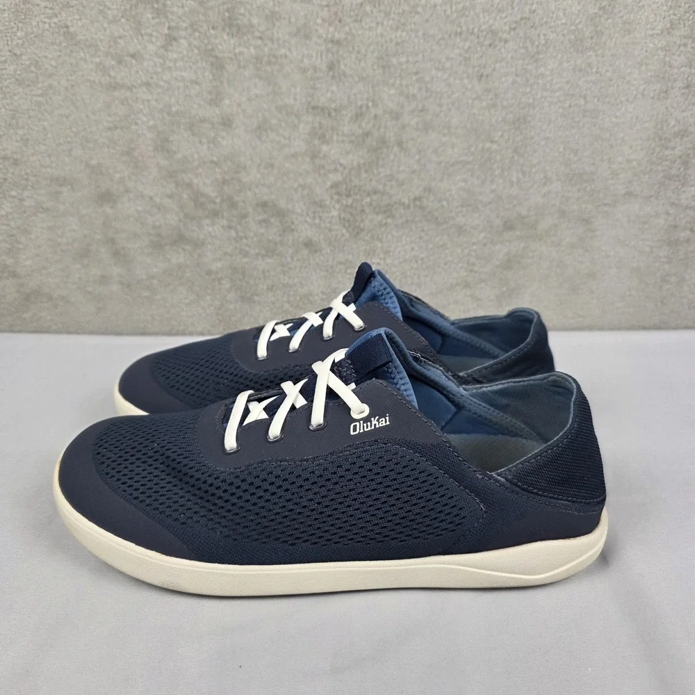 OluKai Moku Pae Boat Shoes Mens Size 10.5 Blue Mesh Lace Up Casual Sneakers
